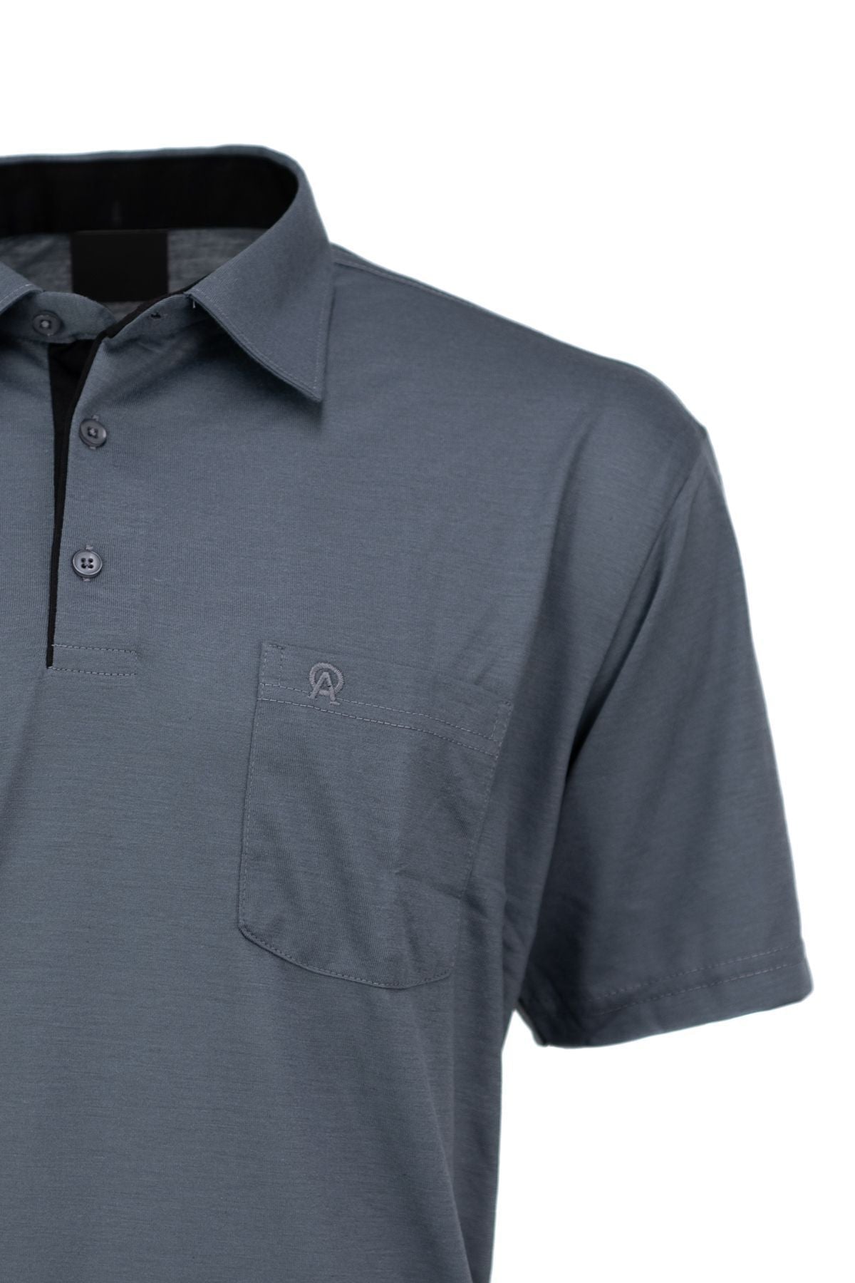 Erkek Cepli Kısa Kollu Düz Renk Normal Kesim Pamuklu Kumaş Gömlek Yaka T-shirt